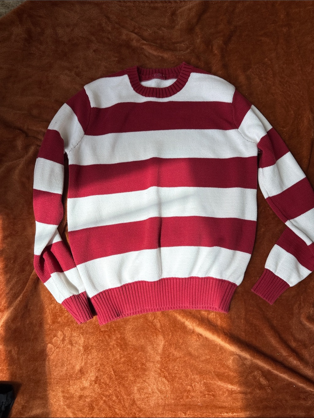 Brandy Melville (John Galt) Red and White Striped Crewneck Sweater